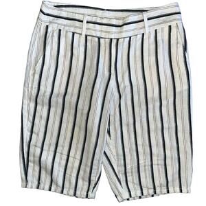 Loft black, brown & white striped long shorts 4